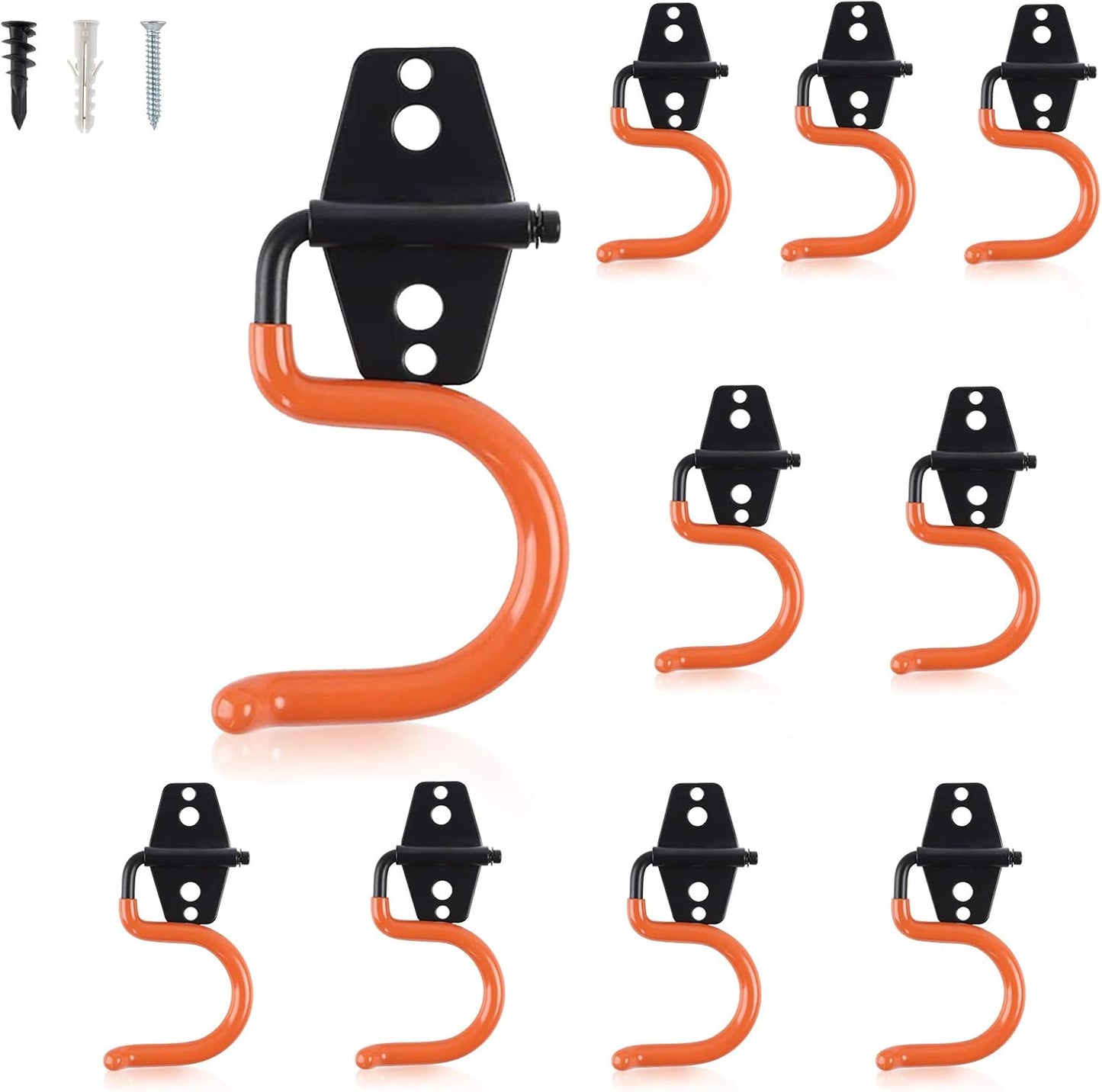AOBEN Garage Hooks Heavy Duty, Steel Garage Storage Hooks, Utility Tool Hangers and Broom and Mop Holder Wall Mounted for Organizing Cleaning Tools, Mops, Garden Tools (S, 10 Pack)-VerdiqueGarden