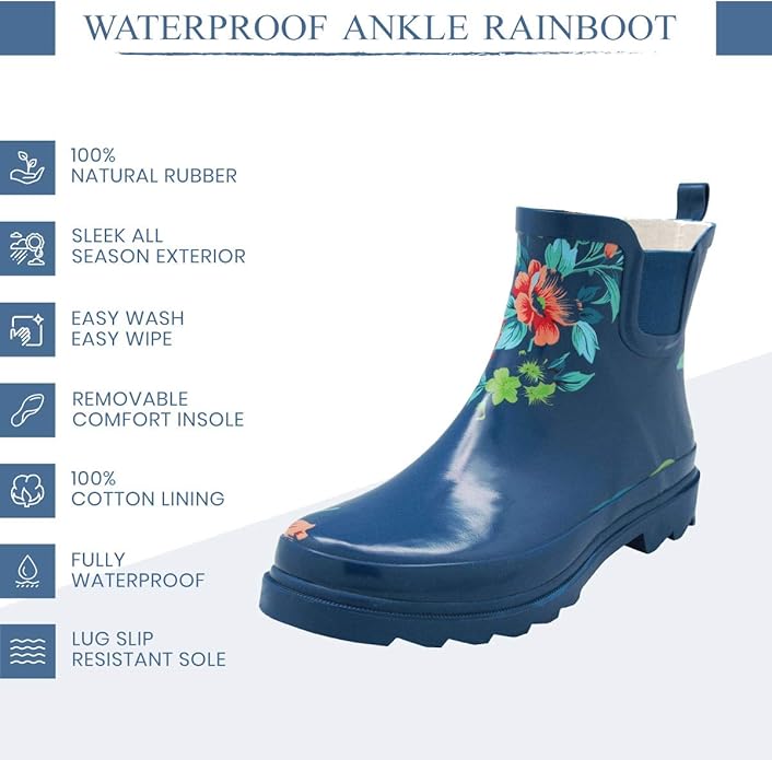 NORTY - Womens Ankle Rain Boots - Ladies Waterproof Winter Spring Garden Boot runs ½ size large-VerdiqueGarden
