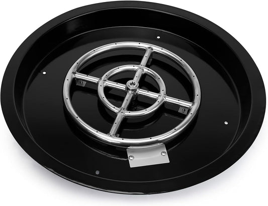 Stanbroil 19-Inch Round Fire Pit Burner Pan, Drop-in Gas Firepit Insert for DIY Fire Pit Table, Porcelain Steel, BTU 92,000 Max-VerdiqueGarden
