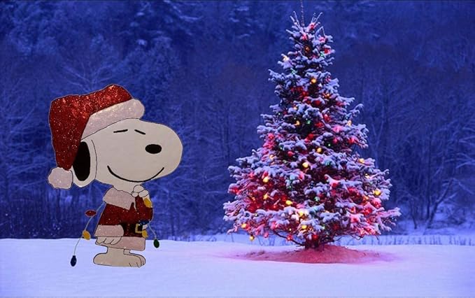 Peanuts Gang Around The Tree Christmas Yard Art Outdoor Christmas Decor Hammered Metal (Peanuts Snoopy in Santa Suit), 18'' wide x 32'' high-VerdiqueGarden