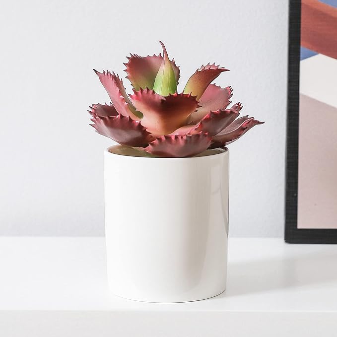 Duovlo Artificial Succulent Plant 7.08 Inch Faux Succulents Agave potatorum Flower Arrangement Craft Wall DIY Materials Pack of 2 (Dark Purple)-VerdiqueGarden