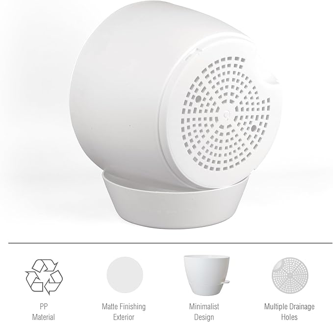 12 inch Large Self Watering Pots for Indoor Outdoor Plants, Plant Pots with Mesh Drainage Holes for Garden House Plants, Plastic Planters with Reservoir for Flower Plants, White-VerdiqueGarden