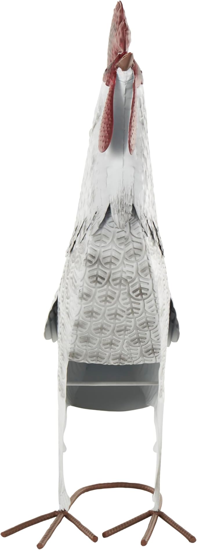 Deco 79 Metal Rooster Decorative Garden Sculpture Garden Statue with Black Texturing and Red Accents, Outdoor Sculpture 15" x 6" x 18", White-VerdiqueGarden