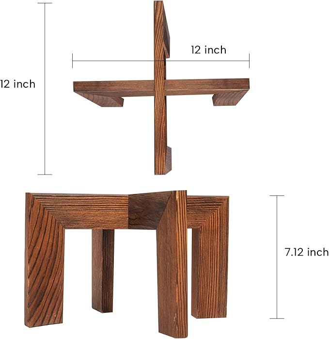 HPC DECOR 2 Pack Wood Plant Stand-Mid Century Modern Planter Stands-Wooden Flower Pot Stands Riser,Low Short Plant Stands Indoor-Modern Minimalist Wooden Stool for Plant Pot Holder, Fit 5-15 Inch Pot.-VerdiqueGarden