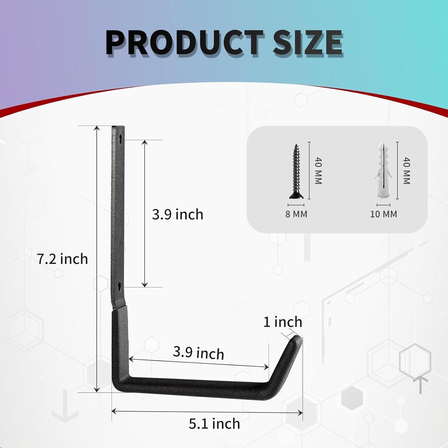 Heavy Duty Wall Hooks, Utility Hooks, Tool Organizer - Large Steel U Hooks for Garage & Garden, Hose Hanger (2 Pack)-VerdiqueGarden