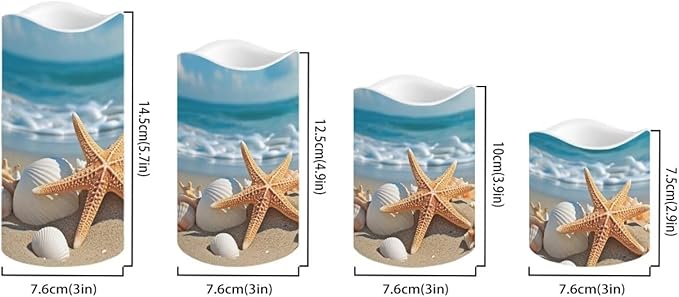Ystardream Beach Starfish Flameless Candles with Remote Battery Operated Candles Realistic LED Candles with Remote and Timer Set of 4 for Valentines Home Wedding Birthday Decoration-VerdiqueGarden