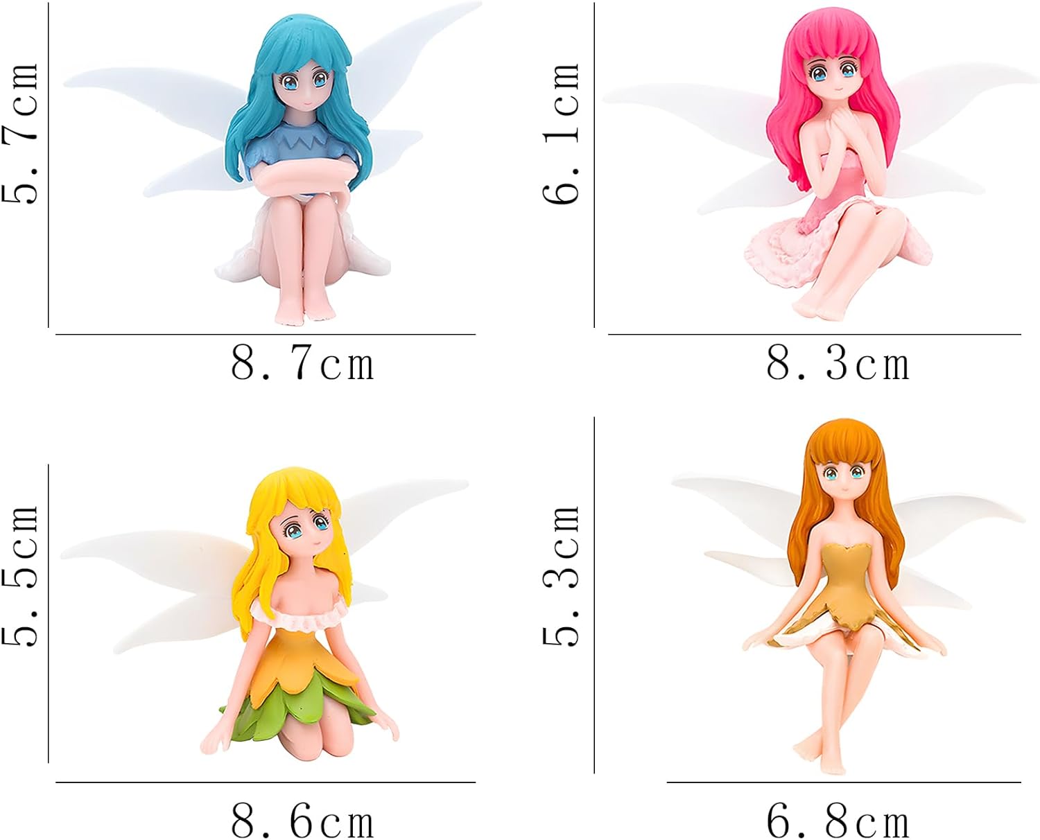 ONEST 4 Pieces Miniature Fairy Garden Accessories Small Fairy Figurines Hand Painted Fairies Figures Girl Fly Wing Figurines for Car Decor Fairies Garden Flower Pot Birthday Cake Topper-VerdiqueGarden