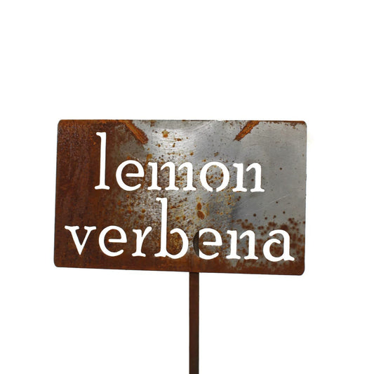 Classic Metal Garden Markers 19 Inches Tall (lemon verbena, Naturally Rusted)-VerdiqueGarden