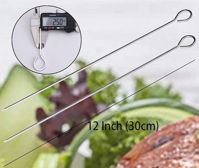 12 inch Barbecue Skewers Metal BBQ Sticks,12Pack Stainless Steel Square Skewer,Kebob,kabob Sets for Grill Outings Cooking (BBQ Skewers Square 12inch-12p)-VerdiqueGarden