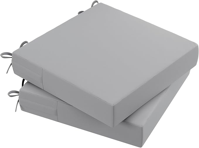 AAAAAcessories Outdoor Seat Cushions for Chairs, Waterproof, Fade-Resistant Patio Furniture Replacement Cushions, 21" x 21" x 4", Set of 2, Gray-VerdiqueGarden