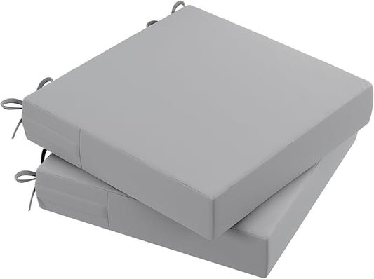 AAAAAcessories Outdoor Seat Cushions for Chairs, Waterproof, Fade-Resistant Patio Furniture Replacement Cushions, 21" x 21" x 4", Set of 2, Gray-VerdiqueGarden