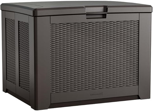 Rubbermaid Medium Resin Outdoor Storage Deck Box (74 Gal) Weather Resistant Brown Deck Organization for Home/Backyard/Pool Chemicals/Toys/Garden Tools/Porch/Patio Cushions-VerdiqueGarden