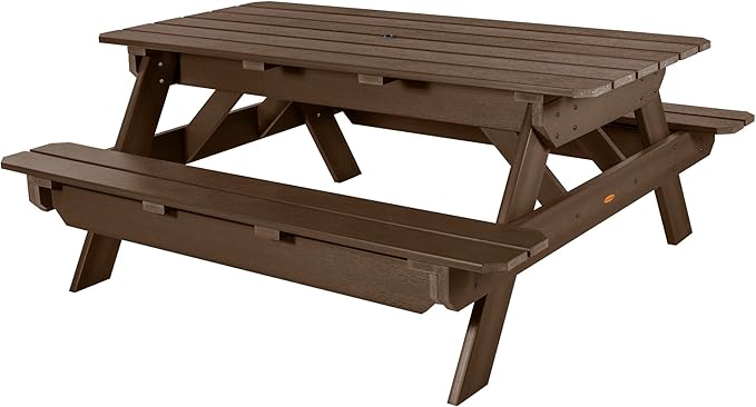 Highwood Hometown Picnic Table, 6 Foot, Weathered Acorn-VerdiqueGarden