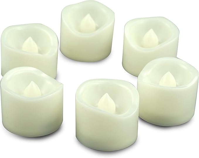 CANDLE CHOICE Battery Operated Flameless Tea Lights Small Bright Flickering LED Electric Fake Votive Tealight Candles Halloween Pumpkin Lights Wedding Christmas Decorations Table Centerpieces 6 PCS-VerdiqueGarden