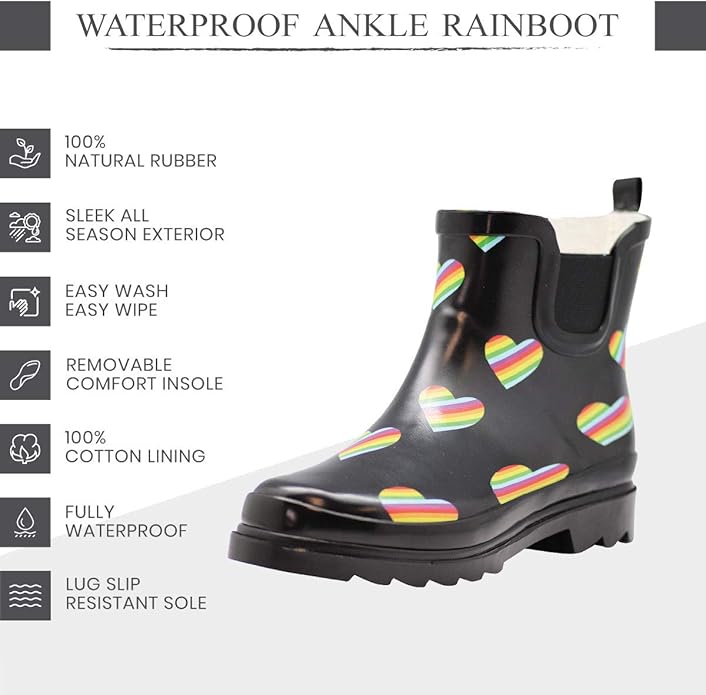 NORTY - Womens Ankle Rain Boots - Ladies Waterproof Winter Spring Garden Boot runs ½ size large-VerdiqueGarden