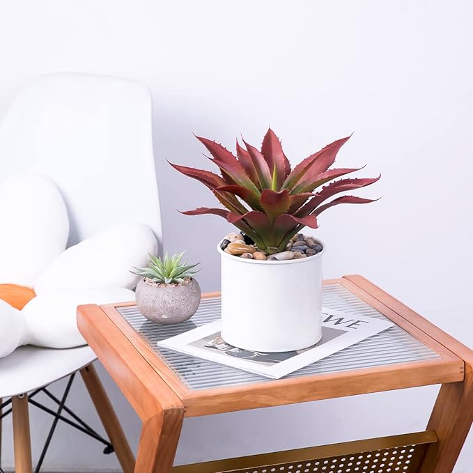 Veryhome Succulents Plants Artificial Aloe Plant, 12.5Inch Large Faux Succulents Unpotted, Premium Crafting DIY Greenery Decor for Indoor & Outdoor(4Pcs-Red)-VerdiqueGarden