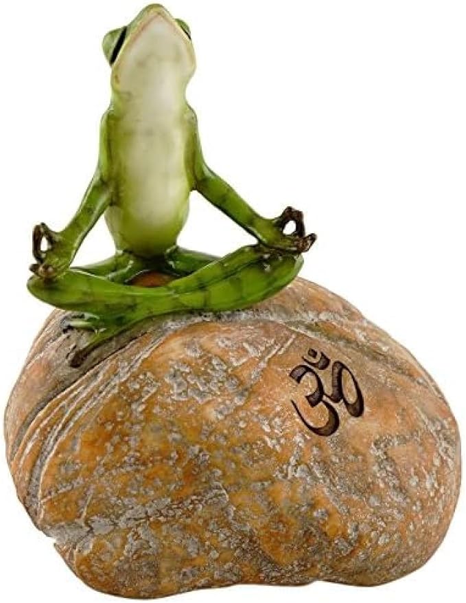Top Collection Miniature Fairy Garden and Terrarium Statue, Meditating Frog on Rock with Om Symbol-VerdiqueGarden