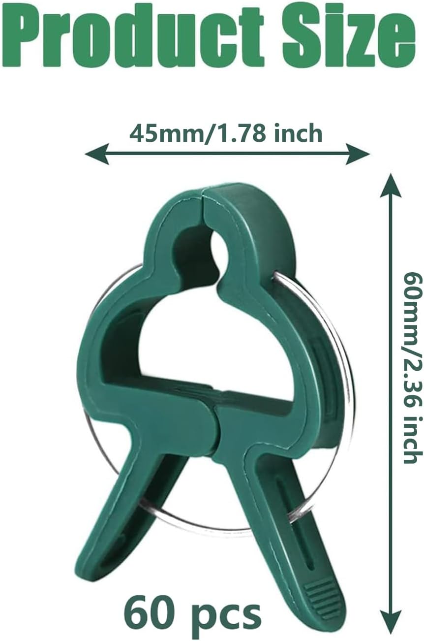 60 Garden Plant Clips,Plant Support Clips Hold Plant Stems, for Multi-Purpose Plants Rattan Clip Rose, Sturdy Cucumber Orchid Clip Plant Support Adjustable Clip Green (Large 60Pcs), DHYWJ-01-VerdiqueGarden