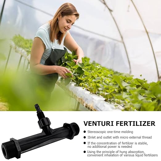 Fertilizer Injector Tube, Irrigation Venturi Fertilizer Injector 3/4Inch Agriculture Garden Fertilizer Mixer Injector Agriculture Tool Plastic (Black)-VerdiqueGarden