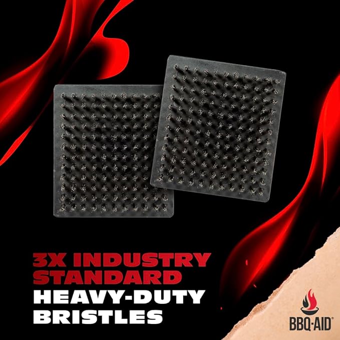 BBQ-Aid Grill Brush and Scraper for Barbecue – Grill Brush for Outdoor Grill with Extended, Large Wooden Handle and Replaceable Stainless Steel Bristles Head –No Scratch- BBQ Grill Brush for Any Grill-VerdiqueGarden