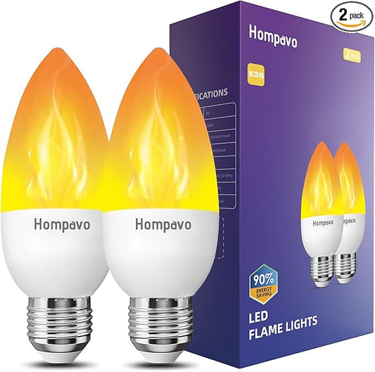 Hompavo Upgraded LED Flame Light Bulbs, 3 Modes Flickering Light Bulbs, E26 Candle Fire Light Bulb for Halloween Christmas Party Porch Indoor & Outdoor Home Decoration - 2 Pack-VerdiqueGarden