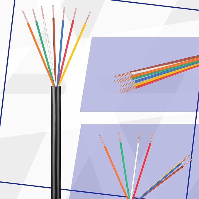 Hoolerry Solid Sprinkler System Wire 18 Gauge Irrigation Wire with UV Resistant PVC Jacket Sprinkler Cable for Underground Irrigation Field Central Control System 30v Ul Listed(18/7, 50 Ft)-VerdiqueGarden