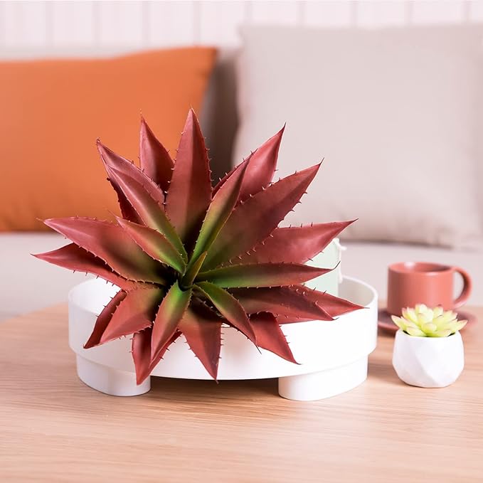 Veryhome Succulents Plants Artificial Aloe Plant, 12.5Inch Large Faux Succulents Unpotted, Premium Crafting DIY Greenery Decor for Indoor & Outdoor(Red)-VerdiqueGarden