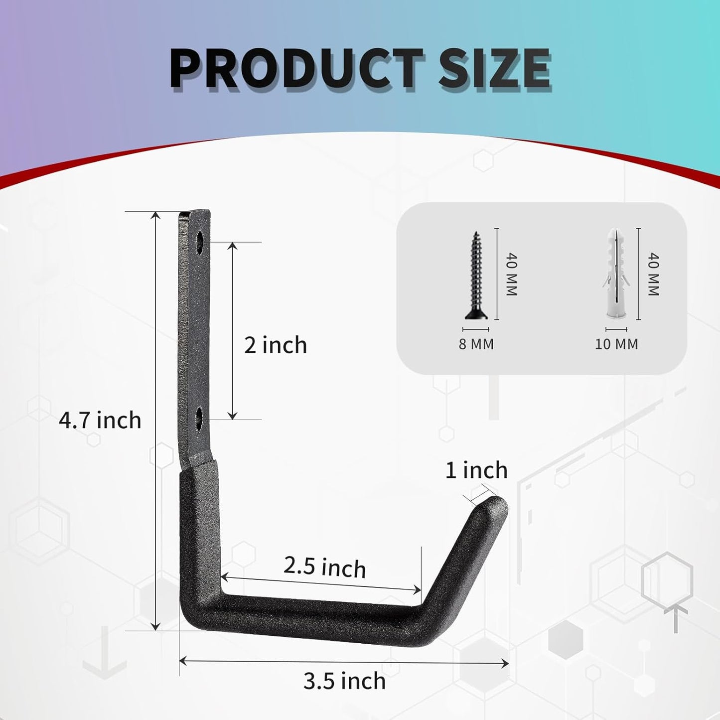 Heavy Duty Wall Mount Hooks, Utility Hooks, Tool Organizer - Steel Garden/garage Hose Hanger U Hooks (2, Small)-VerdiqueGarden