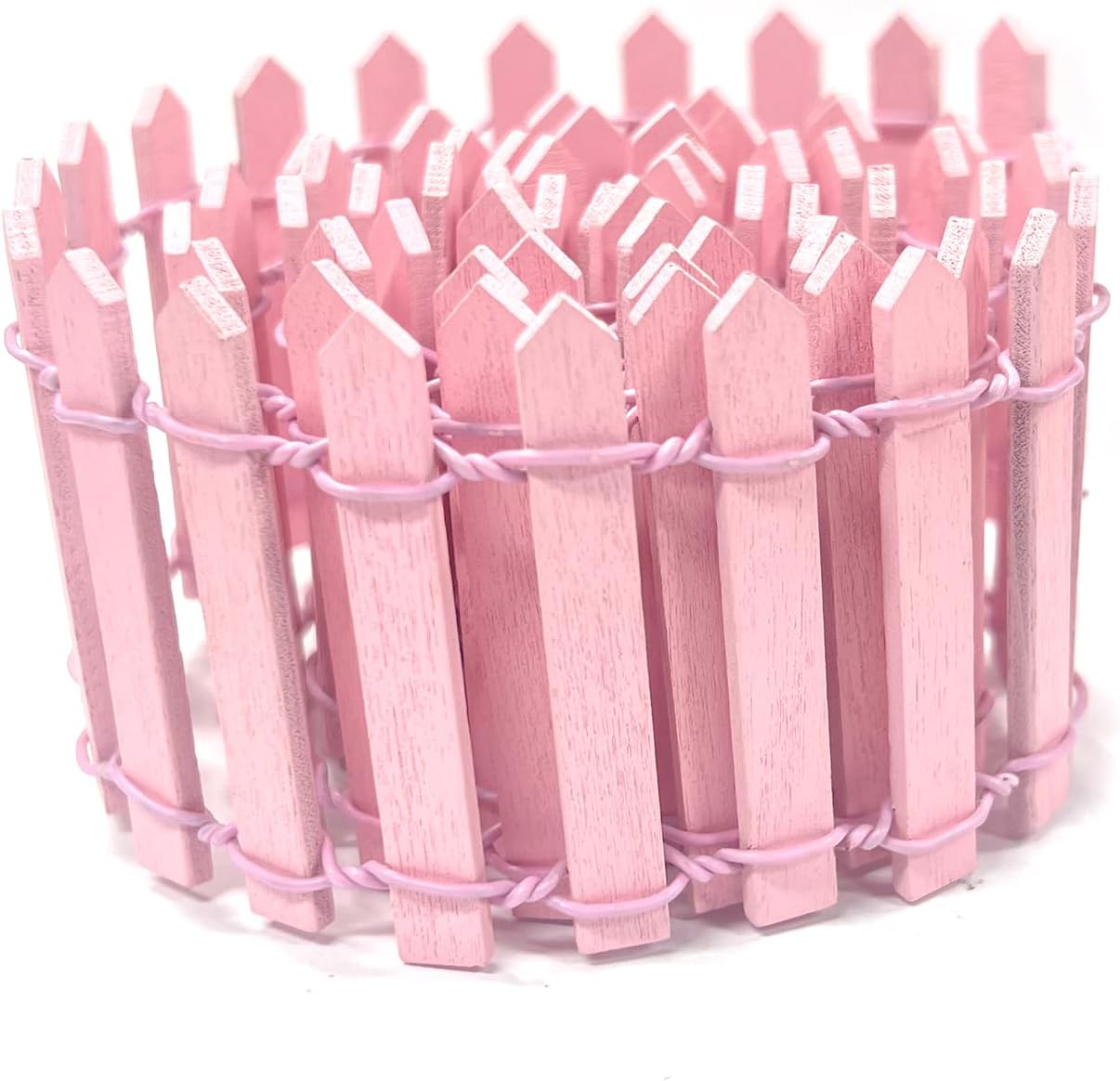 35 Inches Mini Fairy Garden Fence DIY Small Wood Decorative Picket Fence Micro Landscape Miniature Ornaments for Dollhouse, Crafts, Diorama Project, Plant Pot, Pink-VerdiqueGarden