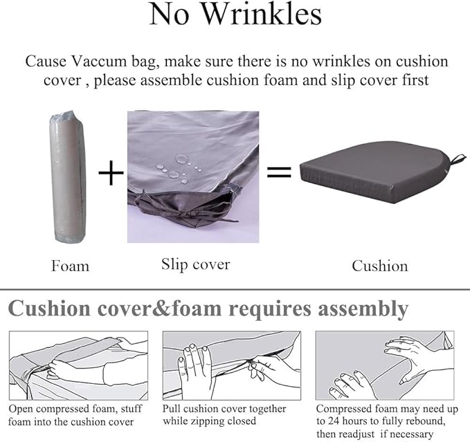 17 x 17 Inch Outdoor Seat Cushions for Patio Furniture with Non Slip and Ties Waterproof & UV Resistant Round Corner Outdoor Chair Cushions Replacement Set of 2, Khaki-VerdiqueGarden