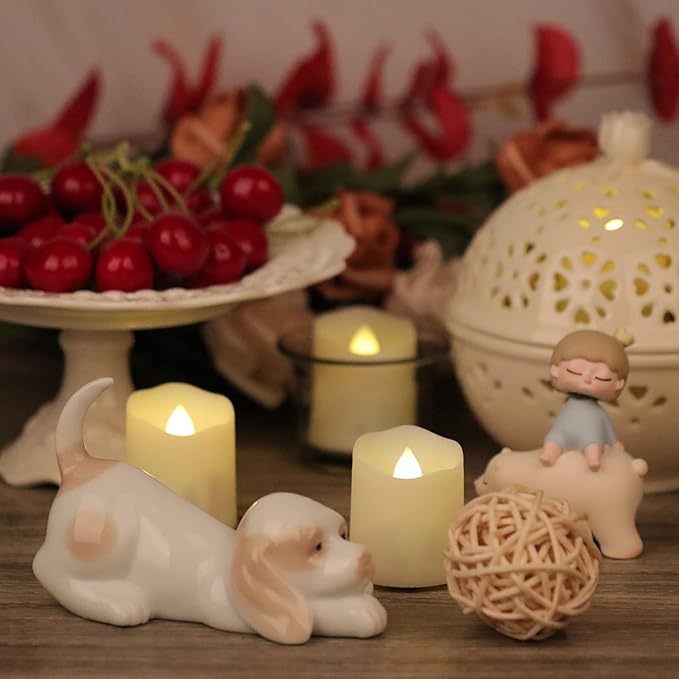 6 PCS 1.8”H Rechargeable Flameless Votive Candles with Remote and Charging Cable, Battery Operated Flickering LED Tealight Candles, Durable & Sturdy Tea Light, Ideal for Pumpkin/Bar/Party Decor-VerdiqueGarden