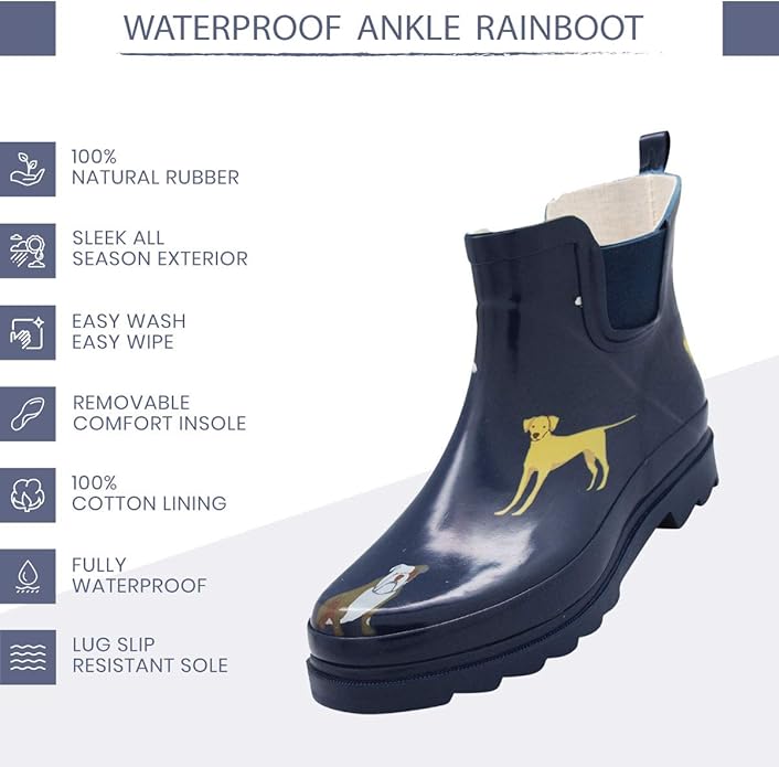 NORTY - Womens Ankle Rain Boots - Ladies Waterproof Winter Spring Garden Boot runs ½ size large-VerdiqueGarden