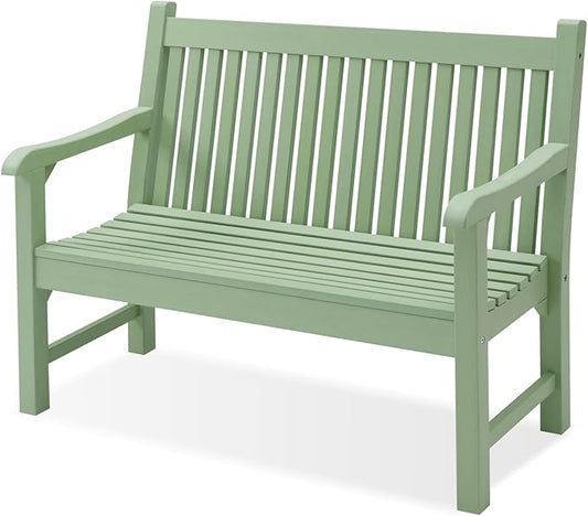 Psilvam Garden Bench, 2-Person Poly Lumber Patio Bench, All-Weather Outdoor Bench That Never Rot, Memorial Bench, Suit for Garden, Porch and Park (Green)-VerdiqueGarden