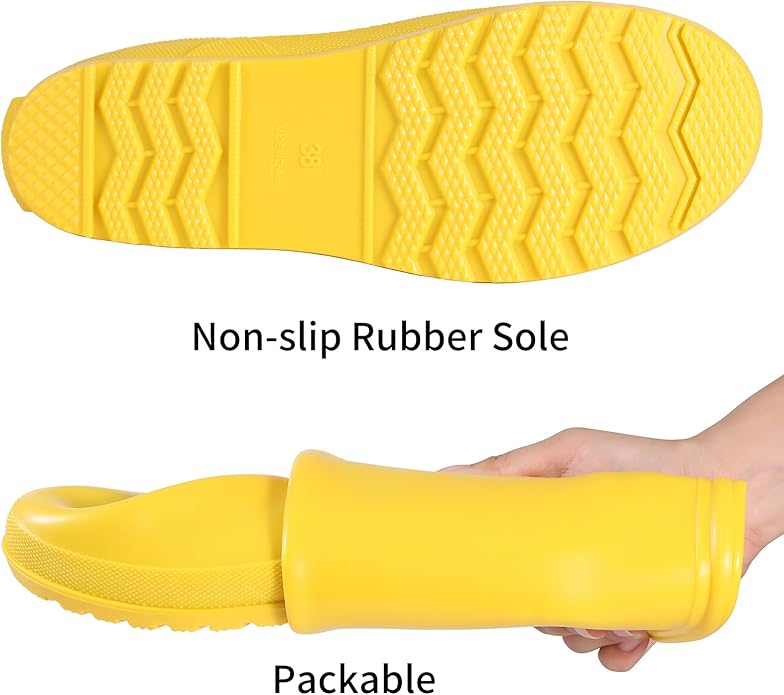 Asgard Packable Tall Rain Boots for Women Waterproof Rubber Garden Boots Ultra Lightweight Flat Mud Boots- NOT FOR WIDE CALF-VerdiqueGarden