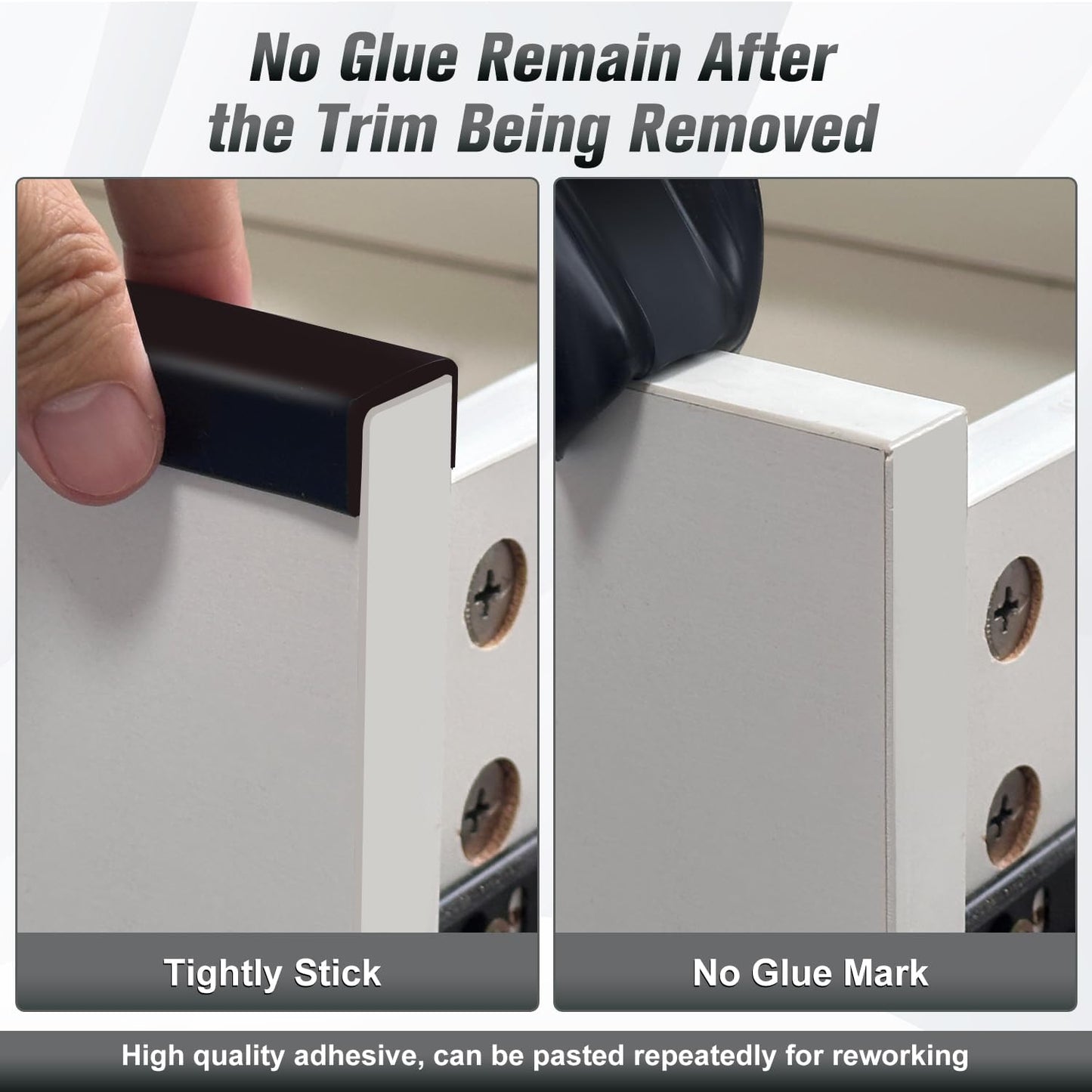 Rubber Edge Trim, Self Adhesive U Channel Edge Trim, Big Size U Shaped Trim, Edge Banding for Plywood, Woods, Shelf, Cabinet, Countertop, Fit for 1/2", Length 20Ft, Black-VerdiqueGarden