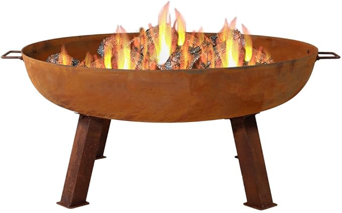 Sunnydaze 34-Inch Cast Iron Heavy-Duty Fire Pit for Outside - Wood-Burning Outdoor Fire Pit Bowl with Handles - Oxidized Finish-VerdiqueGarden