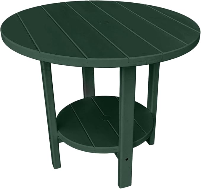 Phat Tommy Round Poly Resin Outdoor Patio Dining Table, All Weather Poly Patio Outdoor Furniture, Green-VerdiqueGarden