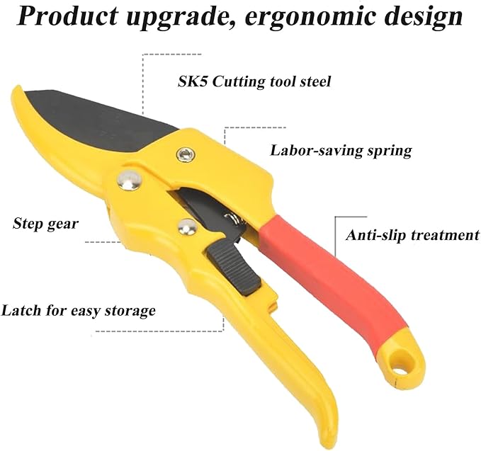 Garden clippers, premium Germany pruners, Work 3 times easier, professional pruning shears, cutting rose, flower, hedge, stem, tree, Sharp gardening scissors, Arthritis weak hand snips (Japanese, 1)-VerdiqueGarden