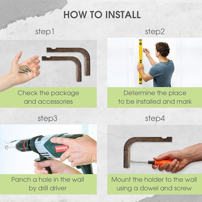 2-Piece Set of Plant Hooks for Wall 6 Inch - Mounted Wooden Plant Hook - Indoor and Outdoor Bracket Plant Hanger for Planters, Lanterns, Bird Feeders, Patio Decorations (Walnut)-VerdiqueGarden