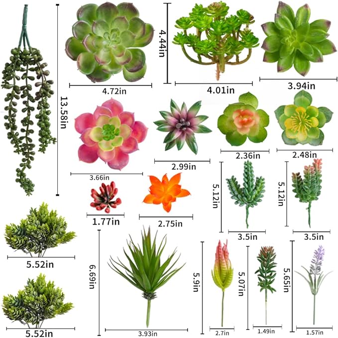 18 Pack Artificial Succulents Realistic Textured Fake Succulents Unpotted Artificial Cactus Plant Suitable for Garden Home Office Greening and Decoration-VerdiqueGarden