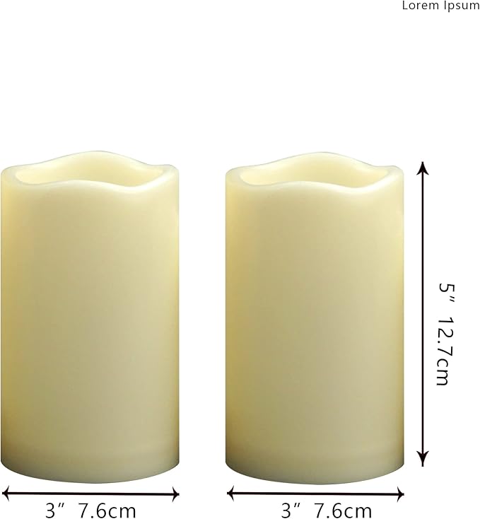 Waterproof Outdoor Battery Operated Flameless Pillar Candles with Timer White Plastic Realistic Flickering Fake Electric LED Lights for Lantern Garden Wedding Christmas Decorations 3”x5” 2 Pack-VerdiqueGarden