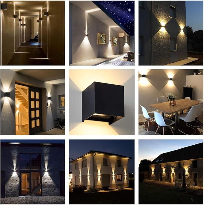 LANFU LED Aluminum Cube Square Wall Sconce Waterproof Outdoor Light Exterior Wall Lights fixtuers 20W 100-277V 2800K-3000K Not dimmable Warm Light 2LEDS Black-20W Outdoor Larger Version-VerdiqueGarden