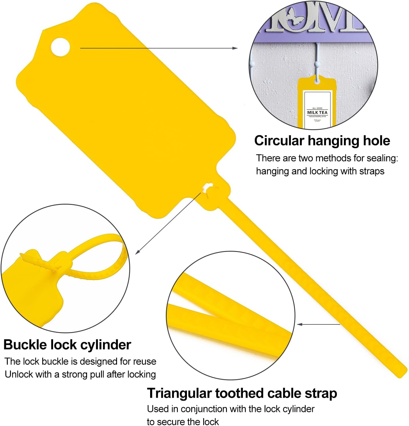 100pcs Blank Plastic Tags for Labeling Reusable Hanging Tags Ties Key Tag Storage Labels Waterproof Plastic Mark Label Writable Hang Sign with One Marker Pen (Yellow)-VerdiqueGarden