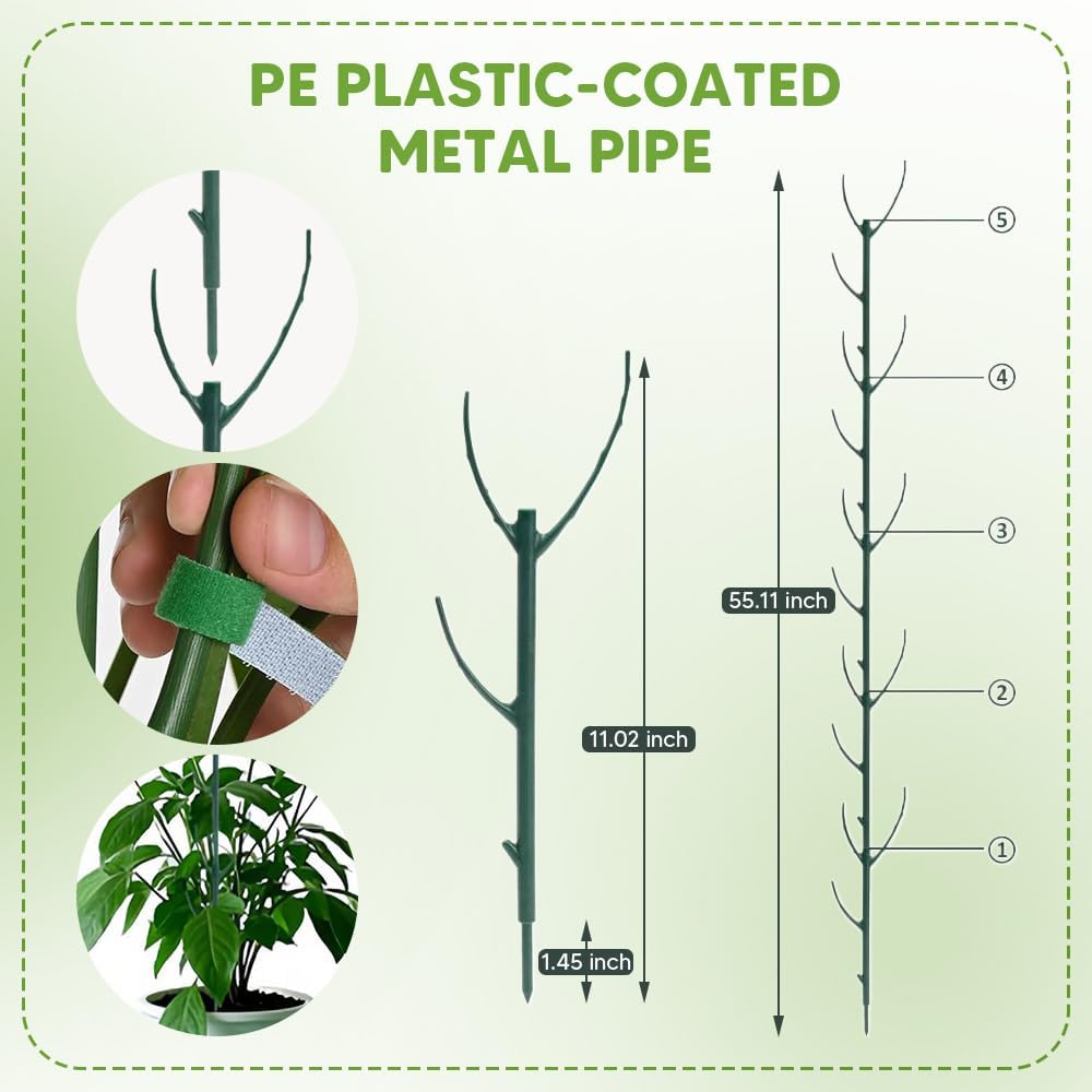 10 Pack Stackable Monstera Plant Support, Garden Plant Support Stakes for Indoor Outdoor Plants, Climbing Plant Support Structures Plant Holder Stick Moss Pole for Support Tall Potted Plants-VerdiqueGarden
