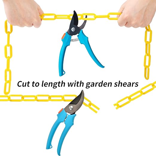 Vicenpal 50ft Plastic Barrier Chain Yellow Plastic Chain Links Weatherproof Safety Link Crowd Control Barriers Garden Fence Decoration (1 Pieces)-VerdiqueGarden