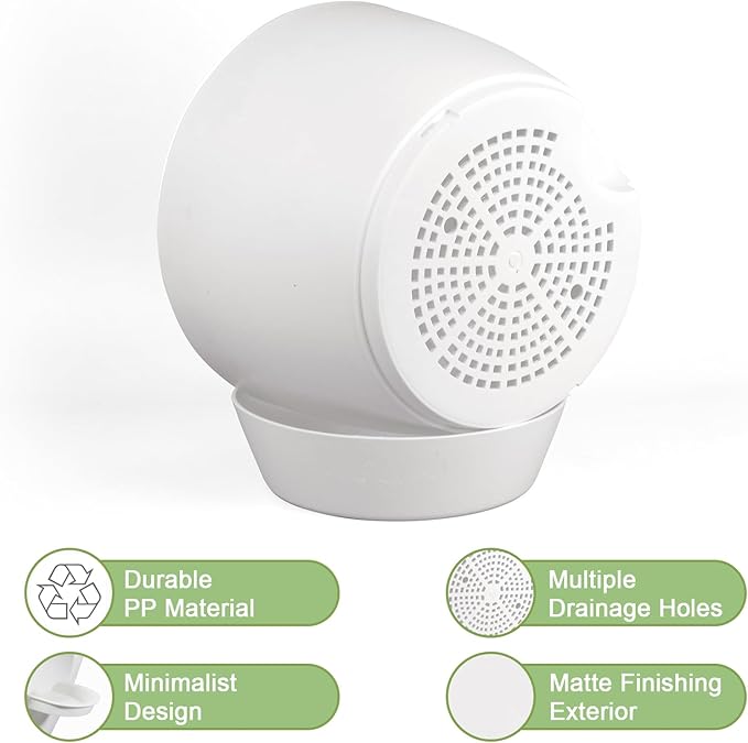 10/9/8 inch Medium Self Watering Pots, Plant Pots with Mesh Drainage Holes for Indoor Outdoor Garden Plants, Flower Pots with Removable Reservoir, Set of 3 Plastic Planters, White-VerdiqueGarden