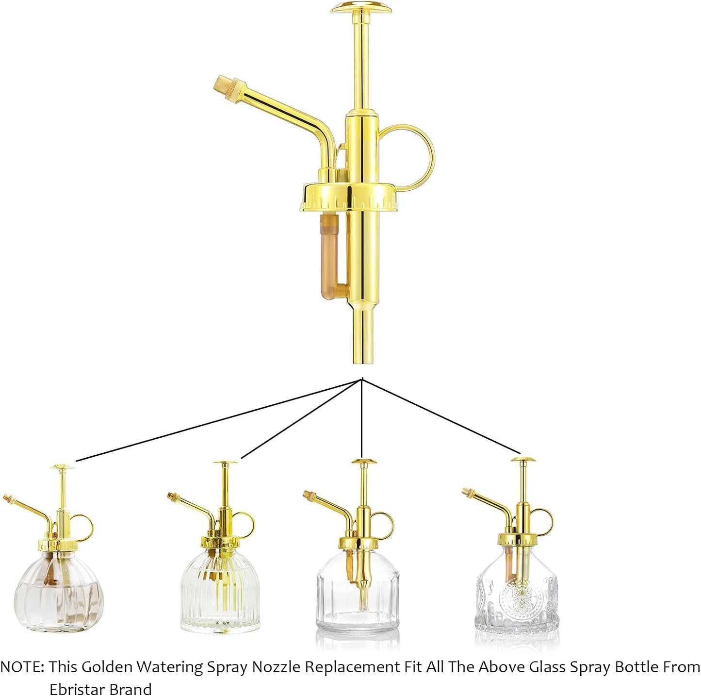 Sprayers Watering Nozzles, Plastic Golden Top Pump, Replacement for Glass Plant Mister Spray Bottle-VerdiqueGarden