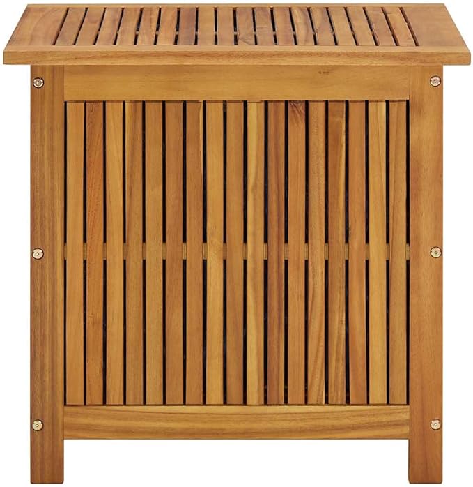 vidaXL Wooden Deck Box - Outdoor Teak Storage Chest, Ideal for Patio Furniture Cushions, Pool Accessories, Garden Tools - Water-Resistant Bag Inside - 23.6''x19.7''x22.8'', Solid Acacia Wood-VerdiqueGarden