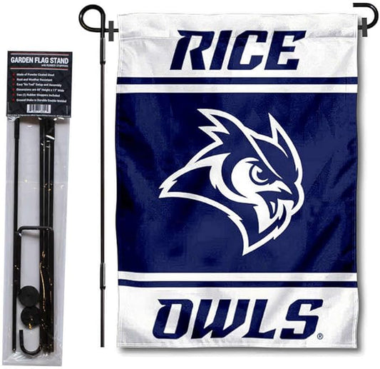 College Flags & Banners Co. Rice Owls Garden Flag with Stand Holder-VerdiqueGarden