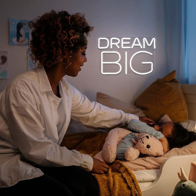 Dream-Big Neon Sign For Wall Decor In Bedroom or Bar,Dream Led Neon Sign For Birthday Gifts,Festivals Decoration,Party Sign Hang on Wall 15 * 9.8inches-VerdiqueGarden